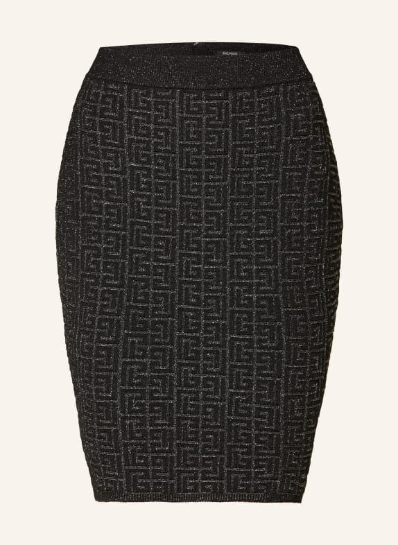 BALMAIN Knit skirt with glitter thread BLACK/ SILVER