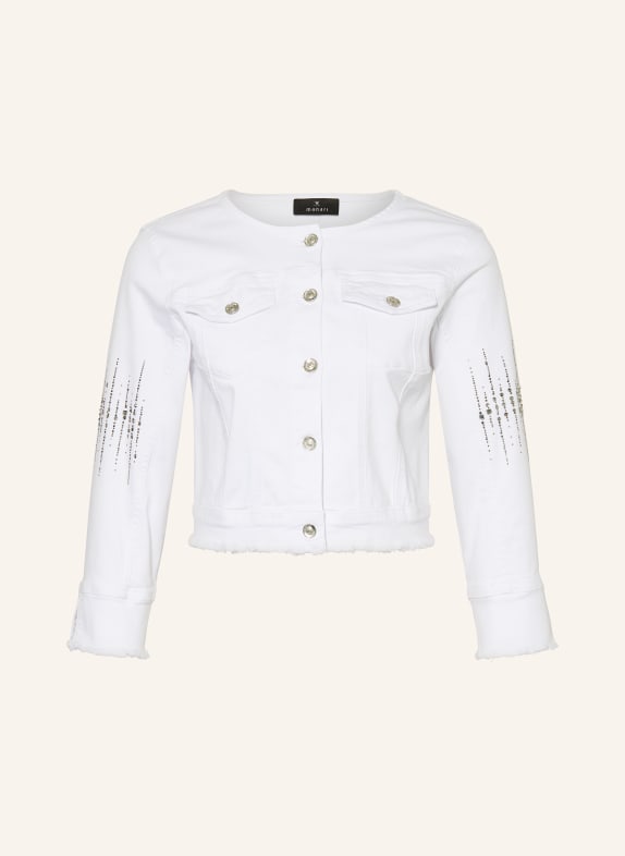 monari Denim jacket with 3/4 sleeves and decorative gems WHITE