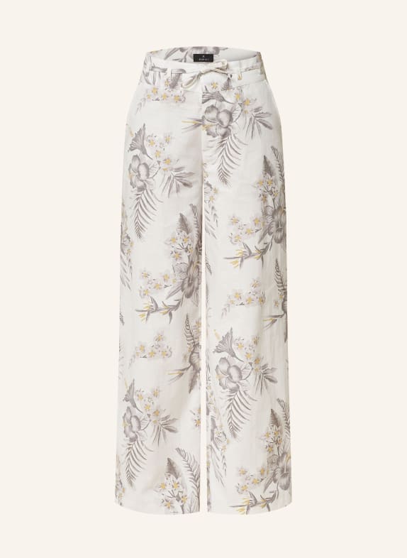monari Trousers with linen WHITE/ GRAY/ YELLOW