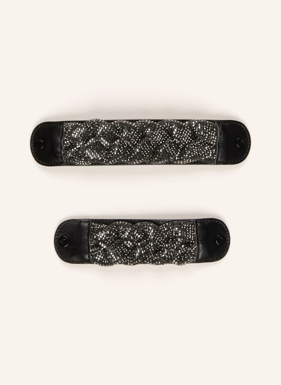 HEY MARLY Ozdobný prvek na sandály BRAIDED GLITTER s ozdobnými kamínky ČERNÁ