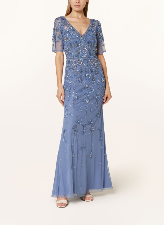 ADRIANNA PAPELL Evening dress with sequins BLUE GRAY/ LIGHT BLUE/ LIGHT PINK