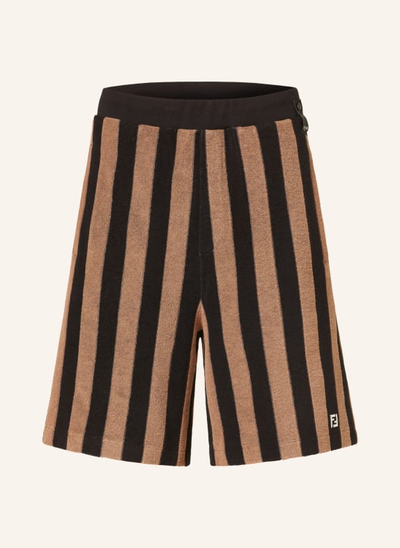 FENDI Terry cloth shorts BLACK/ BROWN