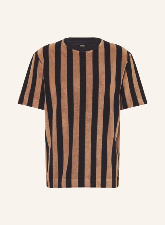 FENDI T-shirt made of terry cloth BLACK/ BROWN
