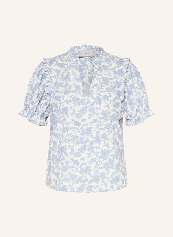 NEO NOIR Shirt blouse ROSALIE with ruffles LIGHT BLUE/ WHITE