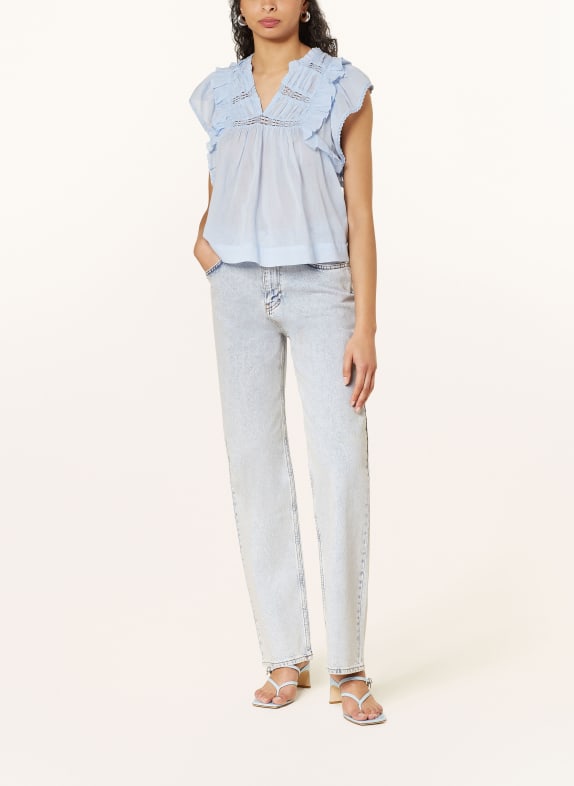NEO NOIR Blouse-top JAYLA met kant en ruches LICHTBLAUW