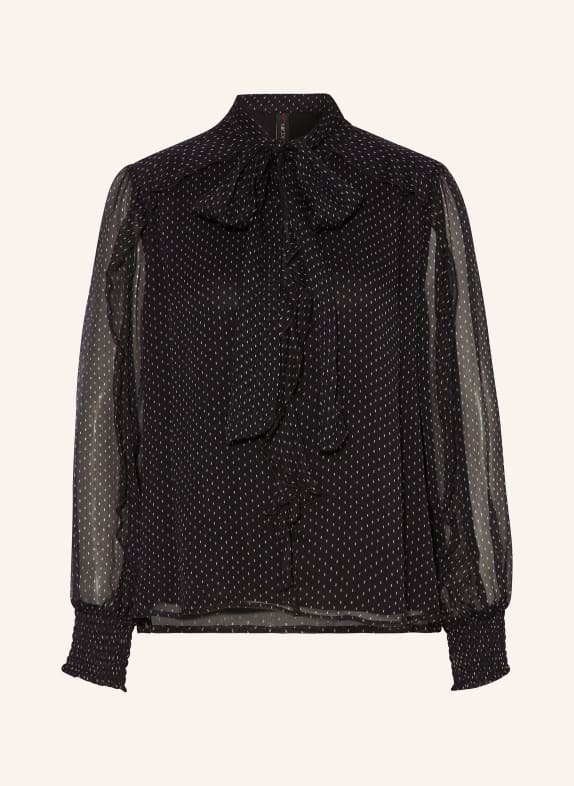 MARC CAIN Shirt blouse with bow BLACK/ WHITE