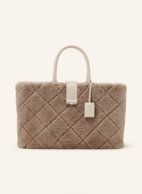 MARC CAIN Shopper mit Kunstfellbesatz 620 raffia melange