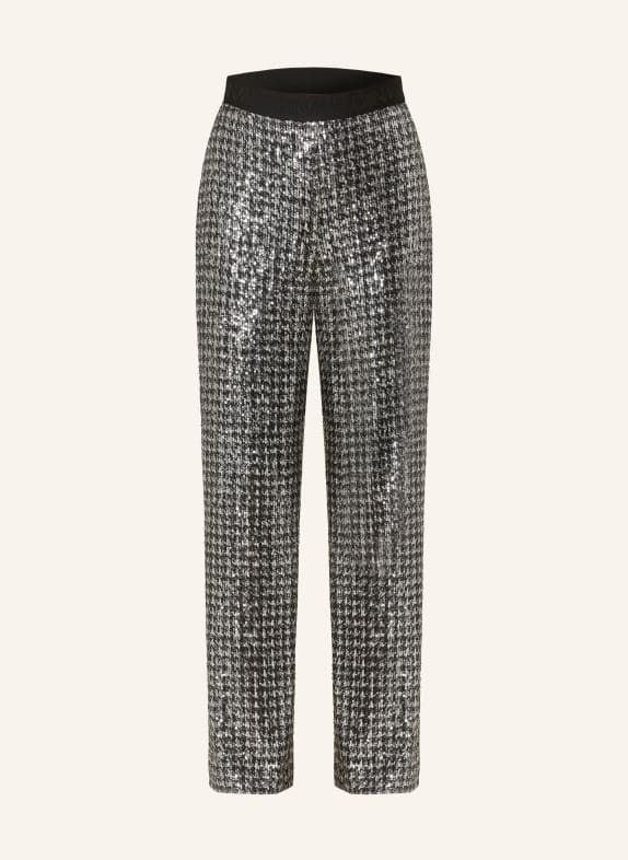 MARC CAIN Wide leg trousers with sequins 800 silver