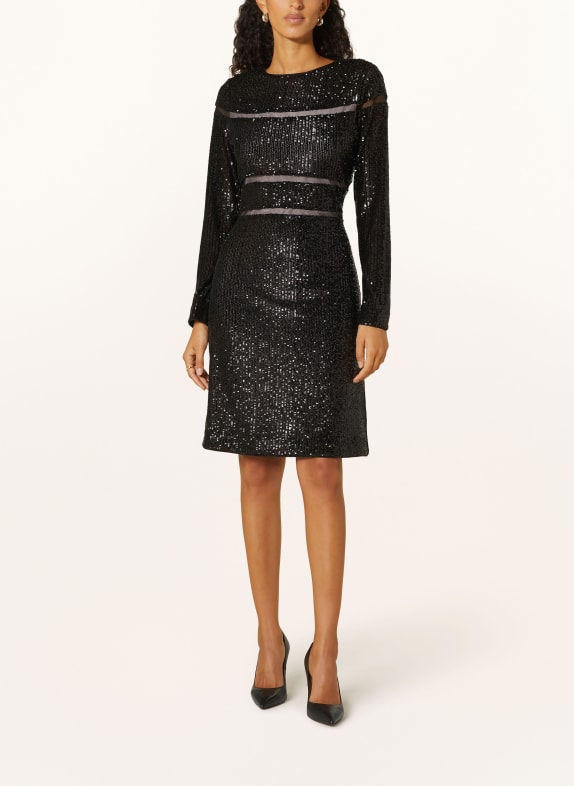 MARC CAIN Sukienka koktajlowa z cekinami 900 BLACK