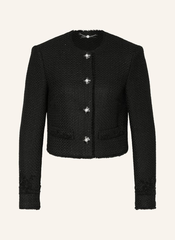 MARC CAIN Boxy jacket made of tweed with glitter thread BLACK