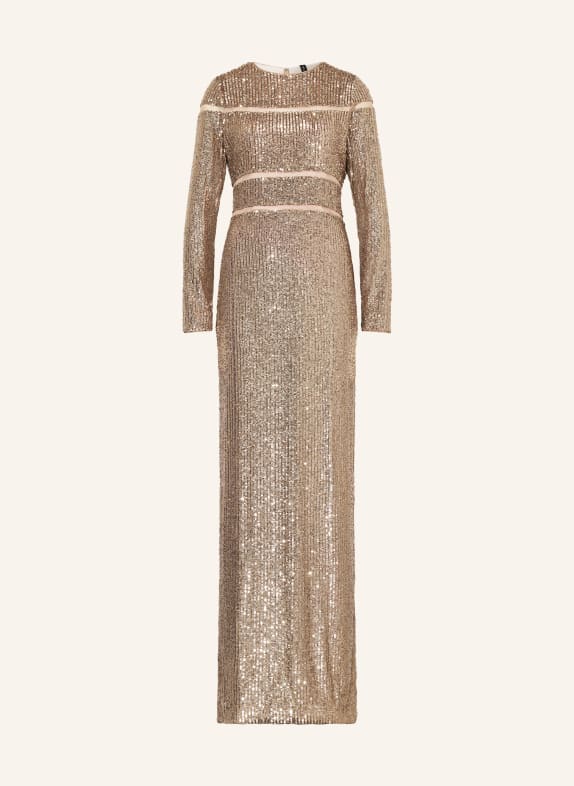 MARC CAIN Evening dress with sequins 625 shiny sand