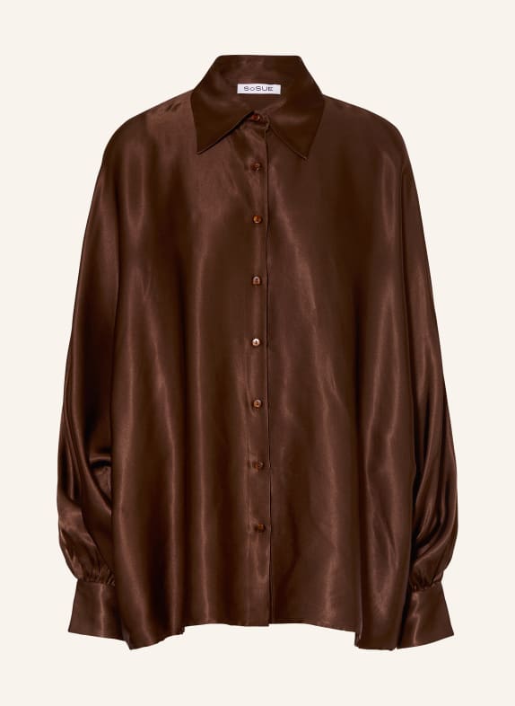 SoSUE Oversized shirt blouse ANTONIA in satin BROWN