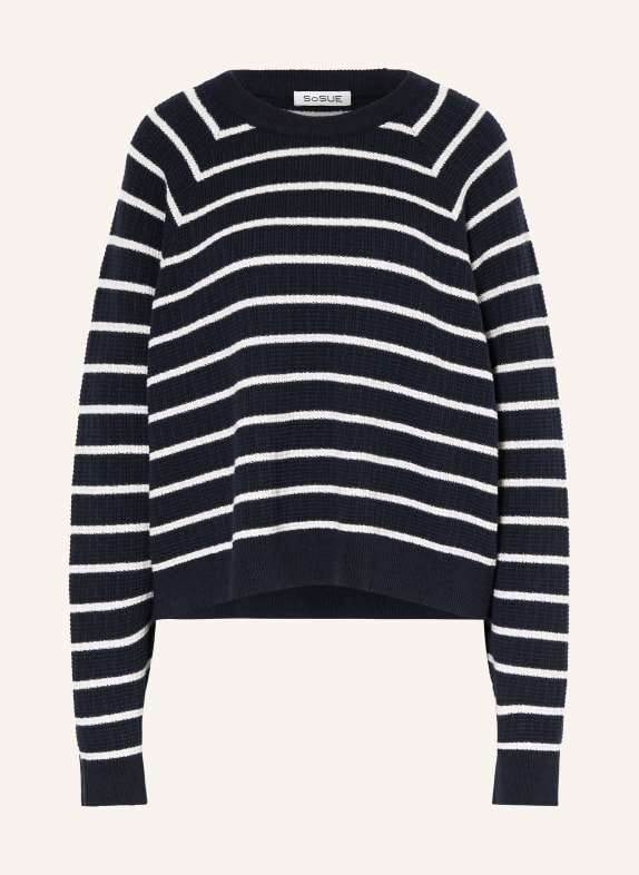 SoSUE Sweater ANTONIA in merino wool DARK BLUE/ LIGHT GRAY