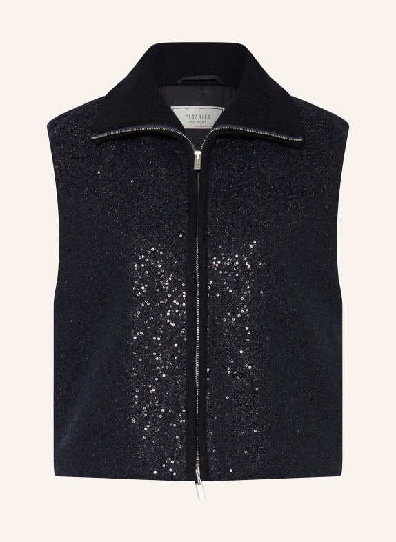 PESERICO Knit vest with sequins DARK BLUE