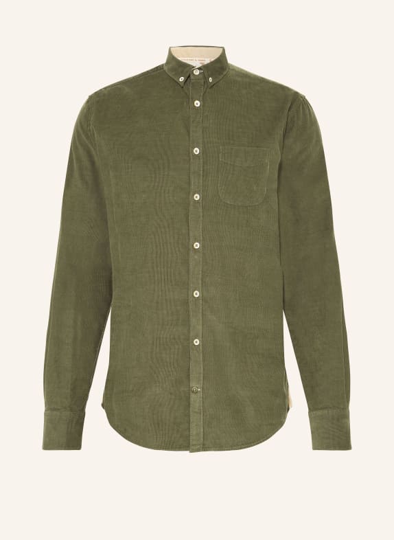 COLOURS & SONS Cordhemd Regular Fit OLIV