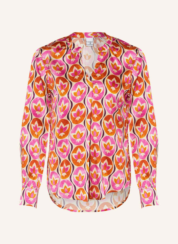 TONNO & PANNA Shirt blouse in satin PINK/ DARK ORANGE/ BEIGE