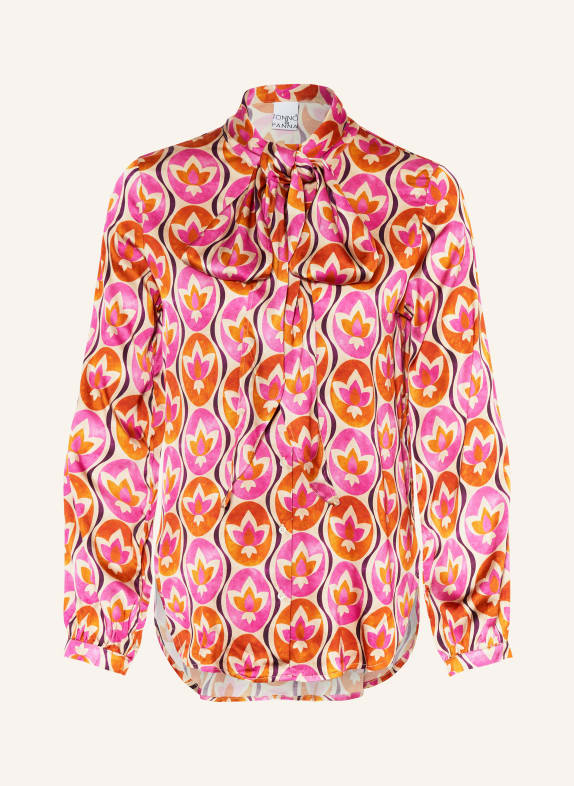 TONNO & PANNA Satinbluse mit abnehmbarer Schluppe DUNKELORANGE/ PINK/ BEIGE