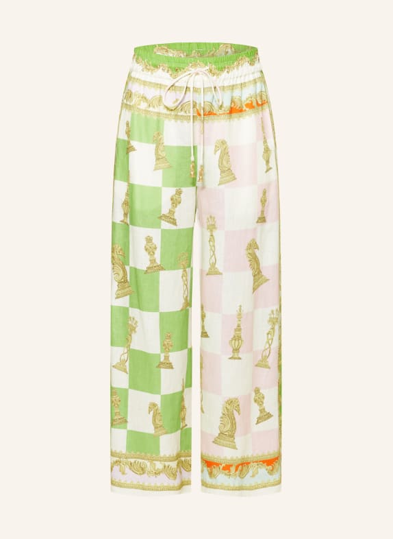 ALÉMAIS Linen pants CHECKMATE WHITE/ GREEN/ PINK