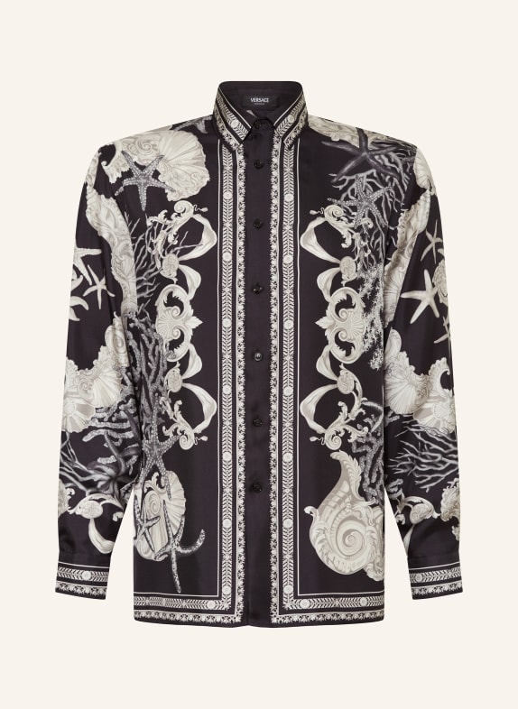 VERSACE Silk shirt comfort fit BLACK/ ECRU/ TAUPE