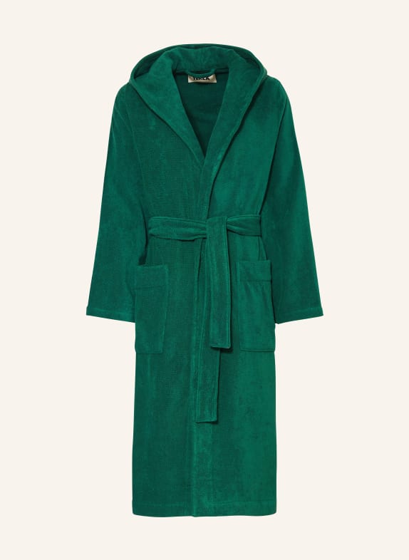 TEKLA Unisex bathrobe TEAL with hood GREEN