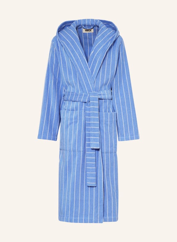 TEKLA Unisex bathrobe MARSEILLE BLUE/ WHITE