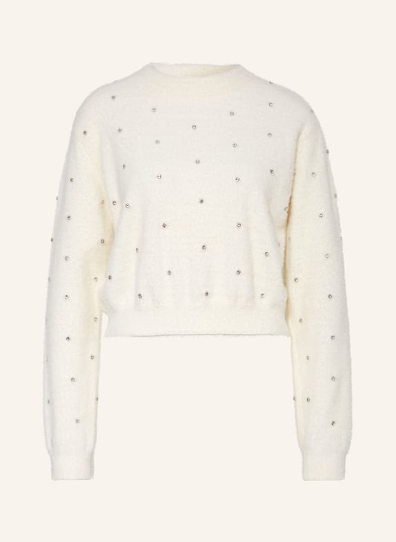 SUNCOO Knitted polo shirt PALMER with glitter thread ECRU