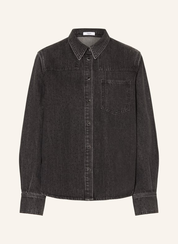 SUNCOO Denim overshirt LAMBER with decorative gems DARK GRAY