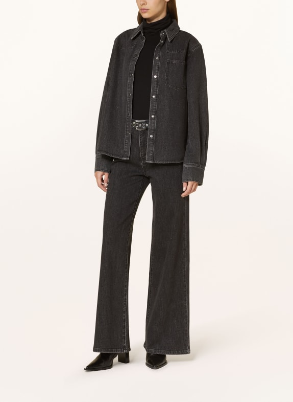 SUNCOO Jeans-Overshirt LAMBER mit Schmucksteinen DUNKELGRAU