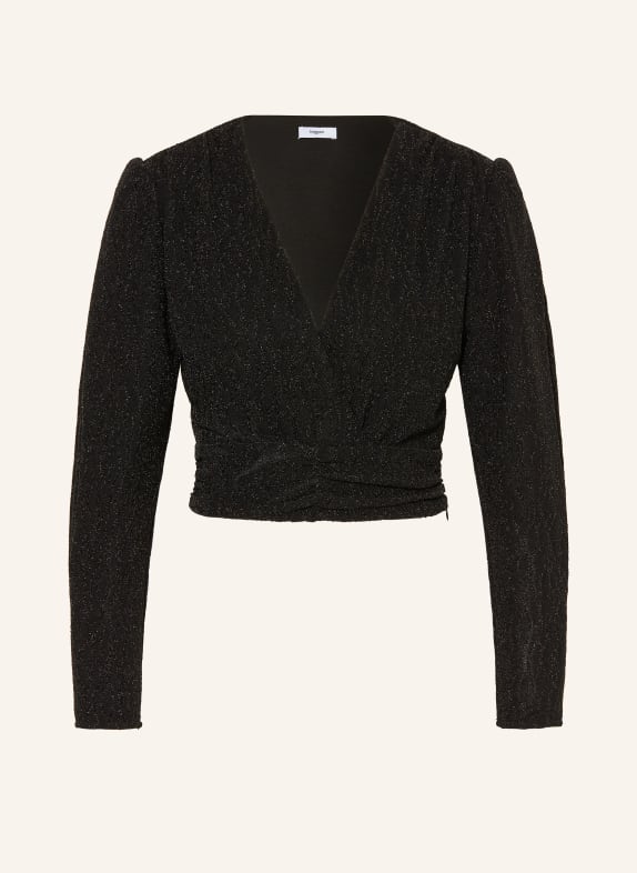 SUNCOO Cropped-Blusenshirt LOLA mit Glitzergarn SCHWARZ