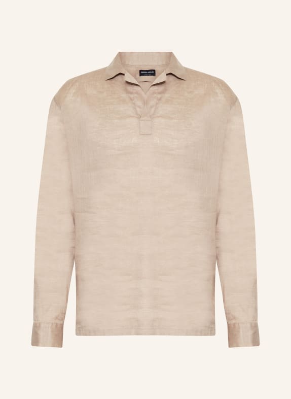GIORGIO ARMANI Linen shirt comfort fit LIGHT BROWN