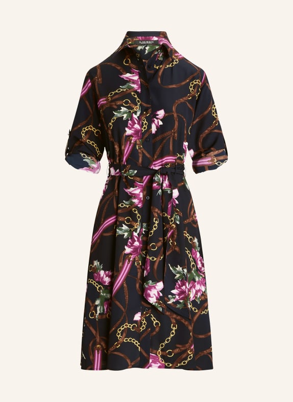 LAUREN RALPH LAUREN Hemdblusenkleid DUNKELBLAU/ BRAUN/ LILA