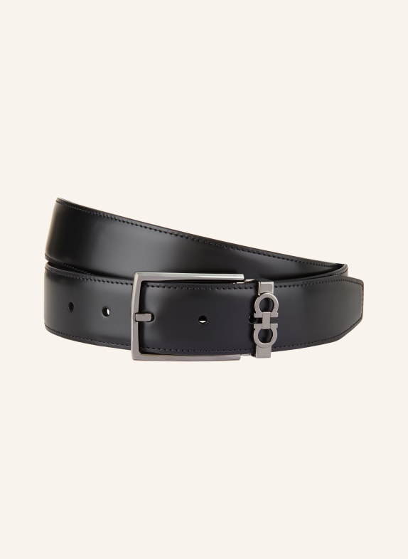 FERRAGAMO Leather belt BLACK/ DARK BLUE