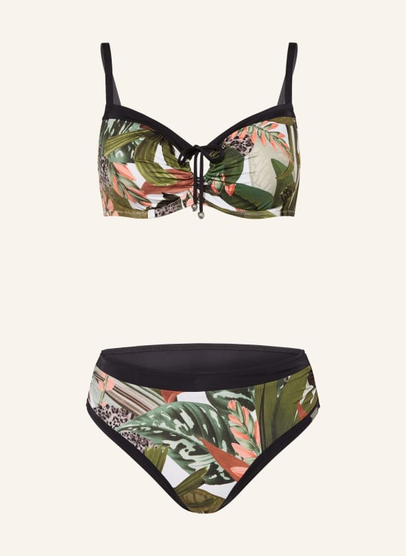 Charmline Bügel-Bikini FLORAL SAFARI SCHWARZ/ GRÜN/ WEISS