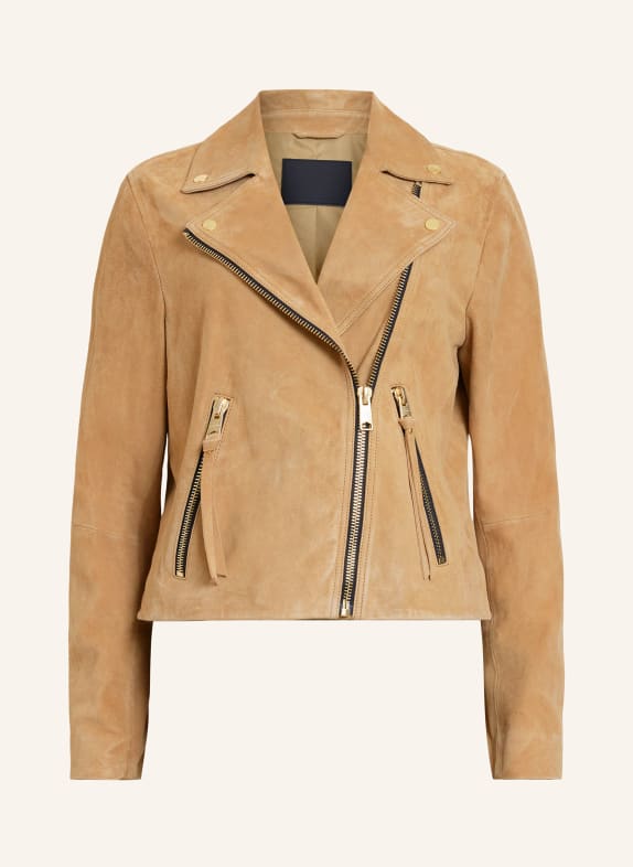 ALLSAINTS Leather jacket DALBY CAMEL
