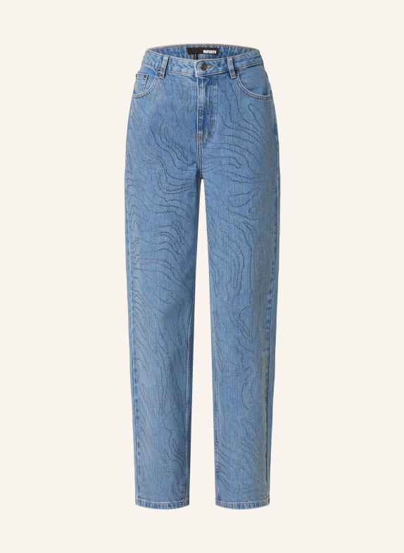 ROTATE Straight jeans with decorative gems 1468 Light Blue Denim