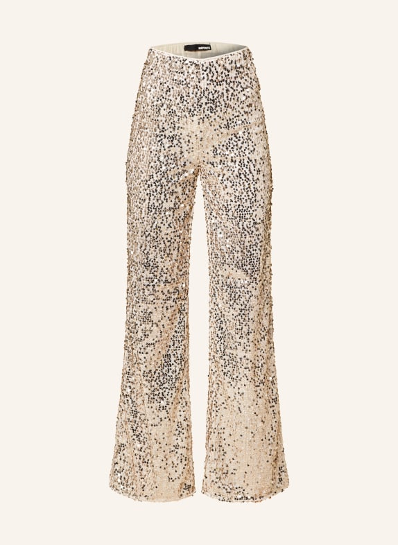 ROTATE Wide leg trousers with sequins BEIGE