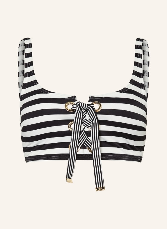 MICHAEL KORS Bralette bikini top MIXED STRIPED WHITE/ BLACK