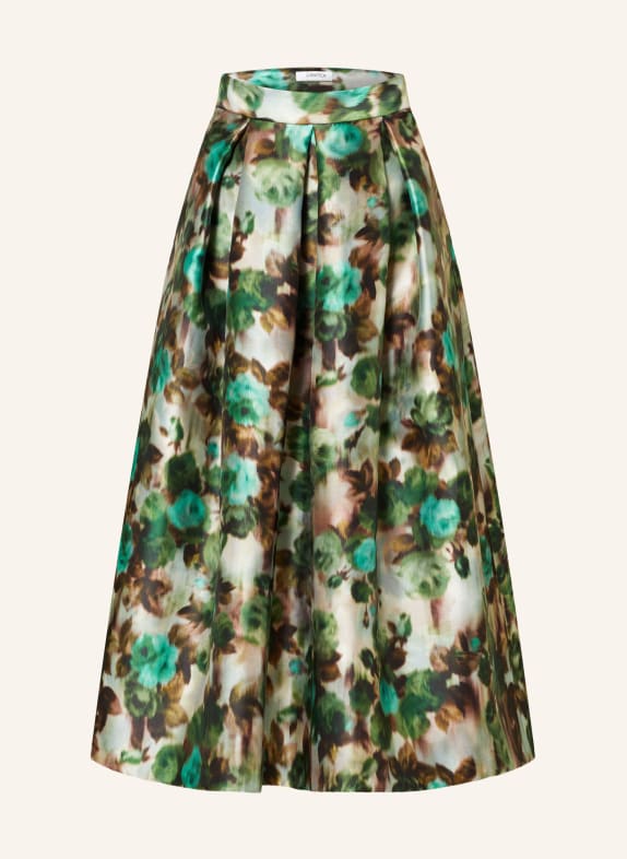 LUNATICA MILANO Satin skirt GREEN/ LIGHT GREEN/ BROWN