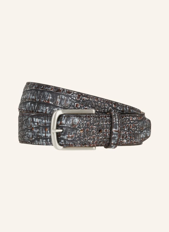LINDENMANN Leather belt DARK GRAY/ LIGHT GRAY/ BROWN