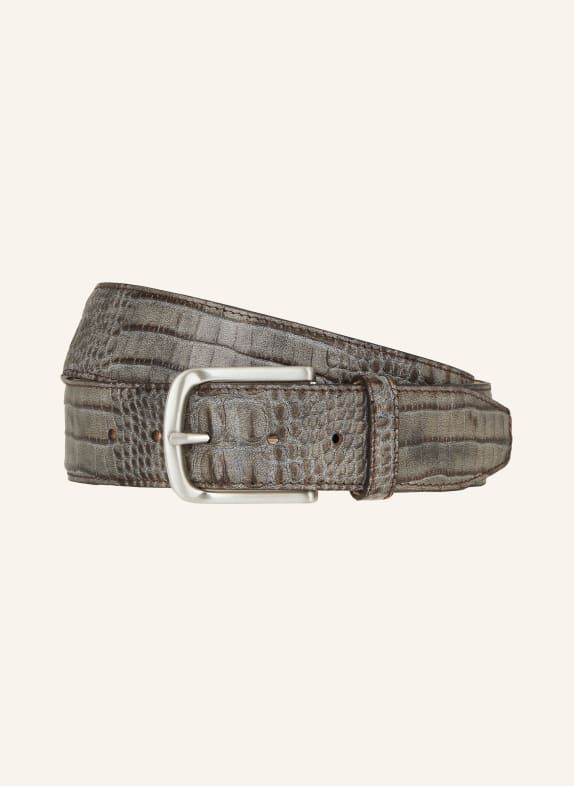 LINDENMANN Leather belt GRAY/ DARK GRAY