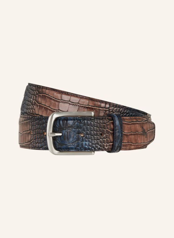 LINDENMANN Leather belt DARK BLUE/ BROWN