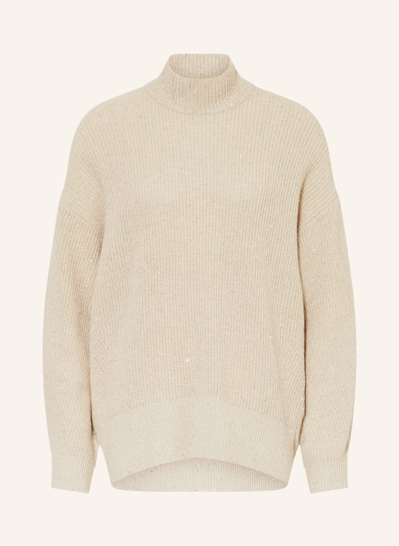 BRUNELLO CUCINELLI Sweater with cashmere and glitter thread BEIGE