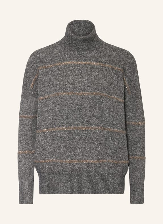 BRUNELLO CUCINELLI Turtleneck sweater with alpaca and sequins DARK GRAY