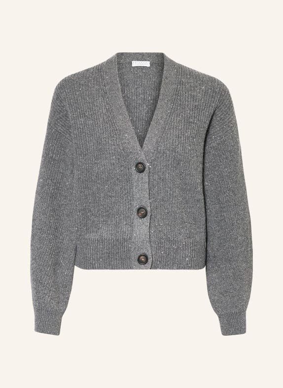 BRUNELLO CUCINELLI Cardigan with cashmere and sequins GRAY