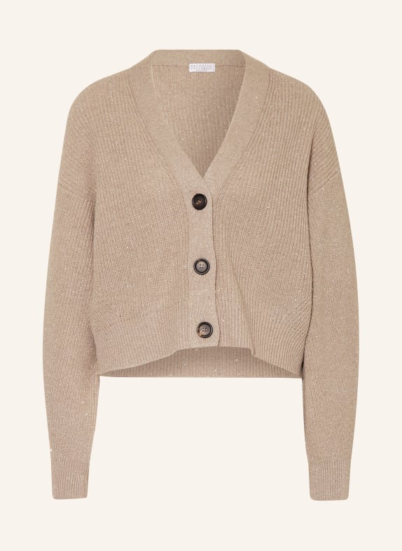 BRUNELLO CUCINELLI Cardigan with cashmere and sequins BEIGE