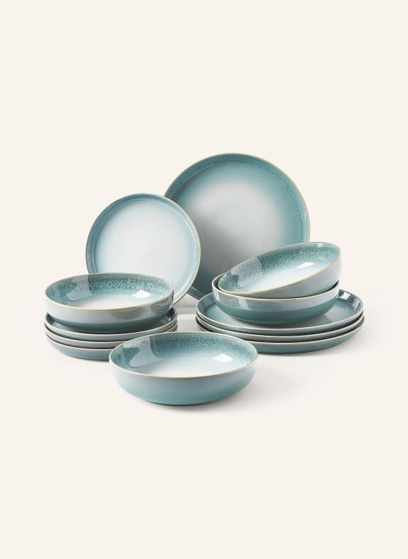 Westwing Collection 12-piece Set of plates HAVANNA LIGHT BLUE