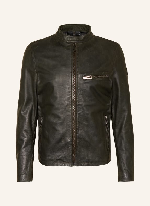 BELSTAFF Leather jacket LEGACY PEARSON DARK GREEN