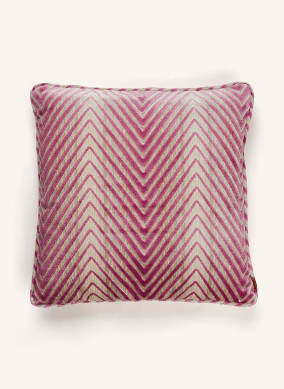 MISSONI Home Decorative cushion ZIGGY in velvet with down filling PINK/ BEIGE