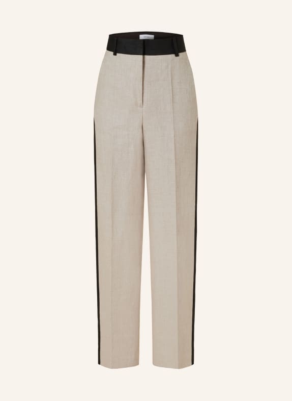 REISS Linen trousers LUELLA with tuxedo stripe BEIGE/ BLACK