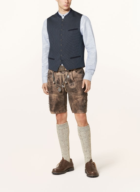 Hammerschmid Vestă tradițională MIRKO Slim Fit ALBASTRU / NEGRU